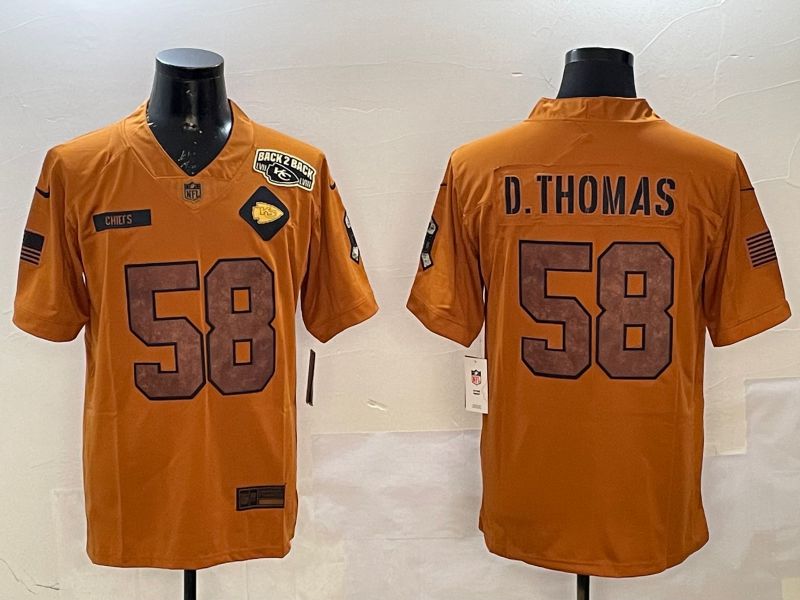 Men Kansas City Chiefs 58 Thomas Yellow 2025 Nike Salute to Service Limited NFL Jersey style 5